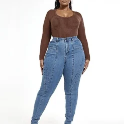 Fashion To Figure High Rise Skinny Jeans With Seam Detail -Pleasures SHOP x 361b3903 a88f 4d83 aaa1 66b84b4e52aa