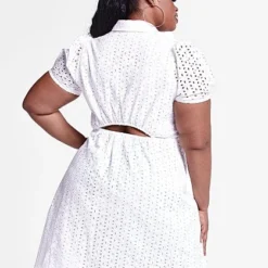 Fashion To Figure Lauren Cotton Eyelet Shirtdress -Pleasures SHOP x 363f2e81 9ce7 46a7 9c48 64971df685be