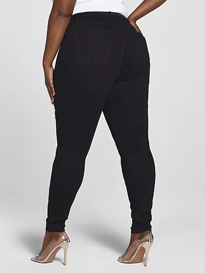 Fashion To Figure High Rise Black Destructed Skinny Jeans - Tall Inseam 4 Fashion To Figure High Rise Black Destructed Skinny Jeans - Tall Inseam - Image 4