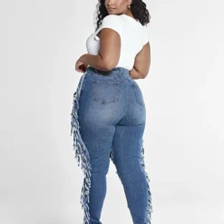 Fashion To Figure High Rise Blowout Skinny Jeans With Fringe Detail - Tall Inseam -Pleasures SHOP x 386bd199 0fc5 49ba 976e e374d97c641f