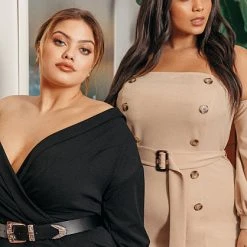 Fashion To Figure Lena Off-Shoulder Belted Bodycon Dress