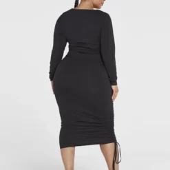 Fashion To Figure FTF Essentials - The Long Sleeve Ruched Dress -Pleasures SHOP x 394e0db4 49f6 400e 9519 2e915f0a43be