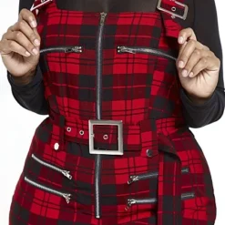 Fashion To Figure Willow Plaid Fitted Overalls