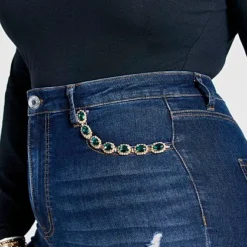 Fashion To Figure Ultra High Rise Jewel Trim Destructed Skinny Jeans