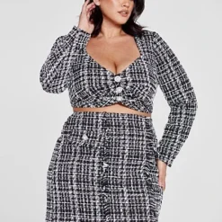 Fashion To Figure Sasha Tweed Fringe Skirt -Pleasures SHOP x 3c3fc44f 07b2 43ca abb7 5adc6cf0993c