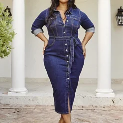 Fashion To Figure Mika Denim Button-Up Maxi Dress -Pleasures SHOP x 3c5b476a c46c 4bfd 9f1b f0db320da7d0