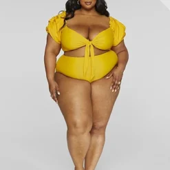 Fashion To Figure Roxy Puff Sleeve Bikini Top -Pleasures SHOP x 3ea15e72 ebb1 4b54 b3f5 f175f5146f44