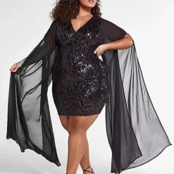 Fashion To Figure Samara Sequin Dress With Mesh Sleeves -Pleasures SHOP x 3effc0c8 07b1 44f1 a019 782fb287db63