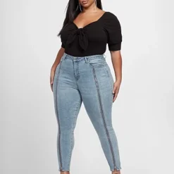 Fashion To Figure Vintage Wash High-Rise Zip Front Skinny Jeans -Pleasures SHOP x 3f0f593d 2fc4 4e24 82a2 012f874f7261