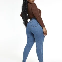 Fashion To Figure High Rise Skinny Jeans With Seam Detail