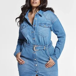 Fashion To Figure Janie Belted Denim Shirt Dress -Pleasures SHOP x 40531377 66f8 4a2b 9cad 85972a3aa688