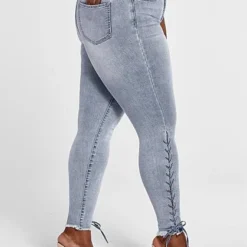 Fashion To Figure Curvy Fit Skinny Jeans With Lace-Up Detail - Tall Inseam -Pleasures SHOP x 408d28e3 0548 44e2 a60e dd8b715ce023