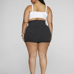 Fashion To Figure High Waisted Cuffed Denim Shorts -Pleasures SHOP x 4107f8e9 5e26 43a2 9cde 81e331e6075f