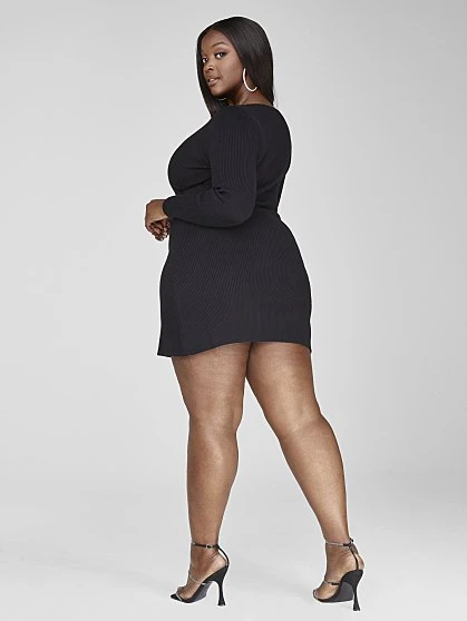 Fashion To Figure Paulina Side Button Ribbed Knit Sweater Dress 3 Fashion To Figure Paulina Side Button Ribbed Knit Sweater Dress - Image 3