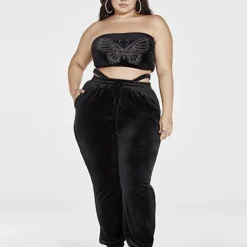 Fashion To Figure Ruby Velour Butterfly Rhinestone Jogger Pants -Pleasures SHOP x 42c1fb64 0e74 4ad7 84a6 b030e2a14b49