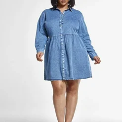 Fashion To Figure Alana Chambray Denim Dress -Pleasures SHOP x 439160e1 e084 447c 90d0 916f4d0d3d3e