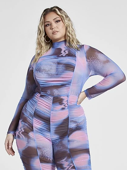 Fashion To Figure Jeanette Mesh Printed Catsuit 1 Fashion To Figure Jeanette Mesh Printed Catsuit