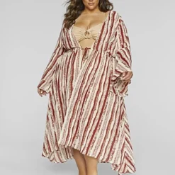Fashion To Figure Vera Striped Maxi Cover-Up -Pleasures SHOP x 4417053d f581 4ef4 be20 8139b4eedb32