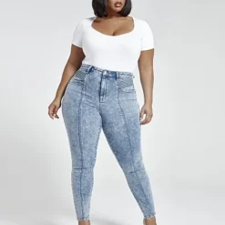 Fashion To Figure Medium Wash High-rise Seamed Moto Jeans