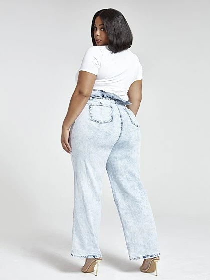 Fashion To Figure Ultra High Rise Paperbag Waist Wide Leg Jeans - Tall Inseam 4 Fashion To Figure Ultra High Rise Paperbag Waist Wide Leg Jeans - Tall Inseam - Image 4
