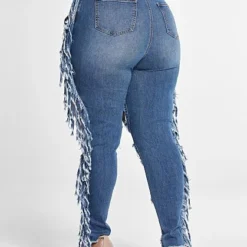 Fashion To Figure High Rise Blowout Skinny Jeans With Fringe Detail -Pleasures SHOP x 4493839c 7146 4c92 a42a 61fe96fd2645