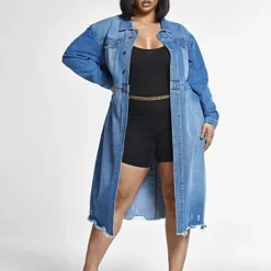 Fashion To Figure Kenna Maxi Length Trucker Jacket -Pleasures SHOP x 44a299fc f816 4777 9d7d 7b075e78df02