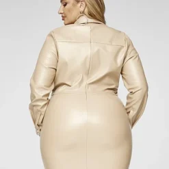 Fashion To Figure Brianne Faux Leather Ruched Dress -Pleasures SHOP x 44c4d669 e87e 4e25 9ea1 d239379b5e51