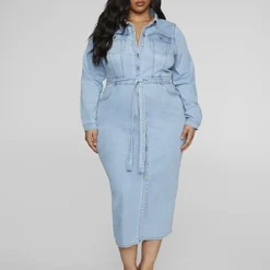 Fashion To Figure Mika Denim Button-Up Maxi Dress -Pleasures SHOP x 454f6960 3480 449e bb2a 9bece4ee7e60