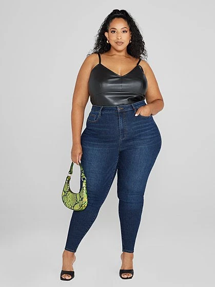 Fashion To Figure High Rise Dark Wash Ankle Length Skinny Jeans - Tall Inseam 2 Fashion To Figure High Rise Dark Wash Ankle Length Skinny Jeans - Tall Inseam - Image 2