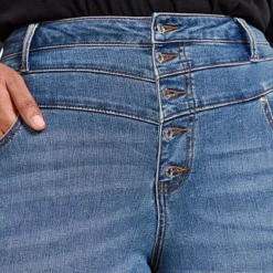 Fashion To Figure Medium Wash High Rise Button Fly Skinny Jeans - Tall Inseams