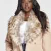 Fashion To Figure Jessenia Faux Fur Collar Long Coat