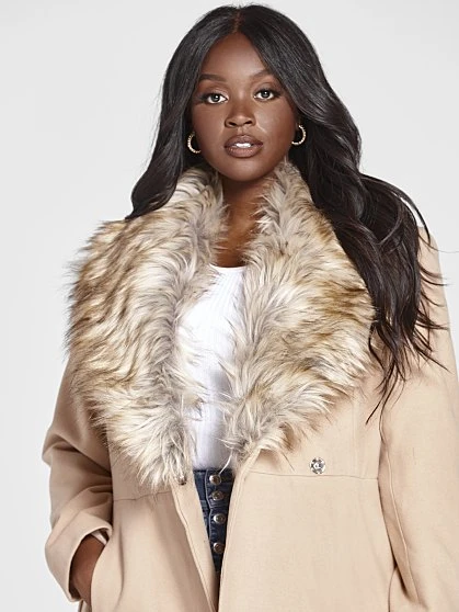 Fashion To Figure Jessenia Faux Fur Collar Long Coat 1 Fashion To Figure Jessenia Faux Fur Collar Long Coat