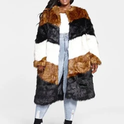Fashion To Figure Raegan Chevron Faux Fur Coat -Pleasures SHOP x 46e45234 b29e 4ec3 b498 b875daaa4c70