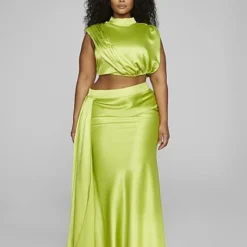 Fashion To Figure Anaisa Drape Detail Satin Skirt - Leslie Sidora X FTF -Pleasures SHOP x 47a8d874 1575 4138 9415 85d942ff932c