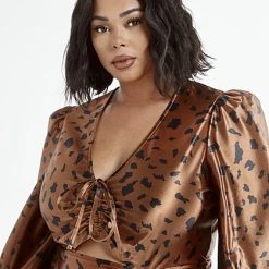 Fashion To Figure Antonia Animal Print Satin Dress