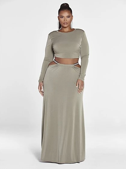 Fashion To Figure Brittnee Rhinestone Trim Maxi Skirt 3 Fashion To Figure Brittnee Rhinestone Trim Maxi Skirt - Image 3