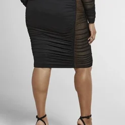 Fashion To Figure Toni Ruched Skirt With Mesh Side Panels -Pleasures SHOP x 4ad4390a 1a9a 4338 b3af c331659b6715