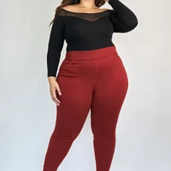 Fashion To Figure Burgundy High-Rise Jeggings