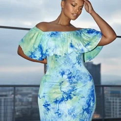 Fashion To Figure Soraya Tie Dye Off The Shoulder Maxi Dress