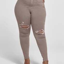 Fashion To Figure High Rise Destructed Curvy Fit Skinny Jeans - Short Inseam -Pleasures SHOP x 4c008425 5e5e 42e7 9873 365697d46b8b
