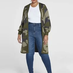 Fashion To Figure Marguerite Camo Cardigan Sweater