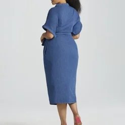 Fashion To Figure Tonie Tie Waist Chambray Dress -Pleasures SHOP x 4d240162 bade 4fed 9b4a 190f4ac6d76f