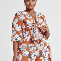 Fashion To Figure Joi Floral Romper With Tie Front