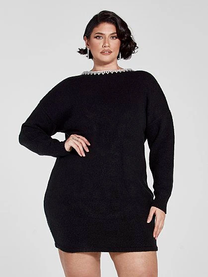 Fashion To Figure Adriana Rhinestone Back Sweater Dress 4 Fashion To Figure Adriana Rhinestone Back Sweater Dress - Image 4
