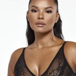 Fashion To Figure Lyanna V-neck Mesh Bodysuit