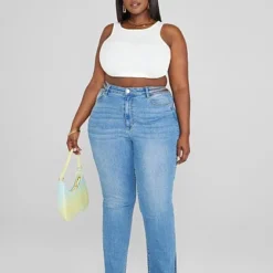 Fashion To Figure High Rise Split Waist Relaxed Fit Jeans - Short Inseam -Pleasures SHOP x 4fbe90f8 6274 4a37 955c cc07a20bc9c1