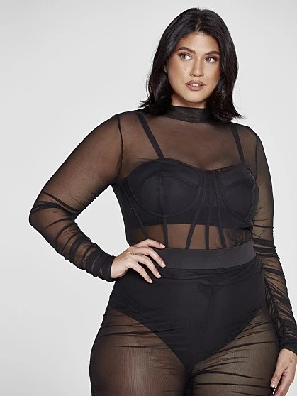 Fashion To Figure Brandi Ruched Mesh Leggings With Panty 1 Fashion To Figure Brandi Ruched Mesh Leggings With Panty