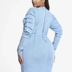 Fashion To Figure Nelle Ruched Denim Dress -Pleasures SHOP x 50254ffa 4801 42e3 91e9 b264d713ff8c