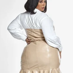 Fashion To Figure Kaila Strapless Faux Leather Dress With Ruffle Hem -Pleasures SHOP x 5234965e 9cc7 4265 9402 d66ae78ded0e