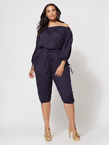 Fashion To Figure Jenny Off-Shoulder Utility Jumpsuit 3 Fashion To Figure Jenny Off-Shoulder Utility Jumpsuit - Image 3